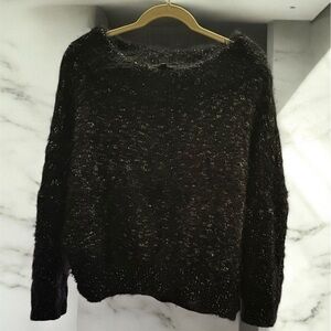 EXPRESS Eyelash Fringe Sweater Speckled Chunky Knit  Dolman Sleeves Size S‎